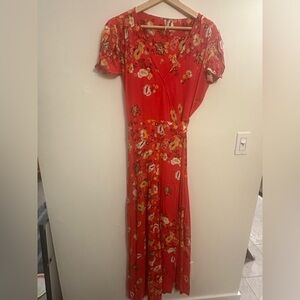 Free People Red Floral Maxi Dress full skirt size M